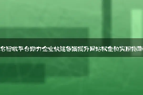 老域名回收平台助力企业快速备案提升网站权重的实用指南